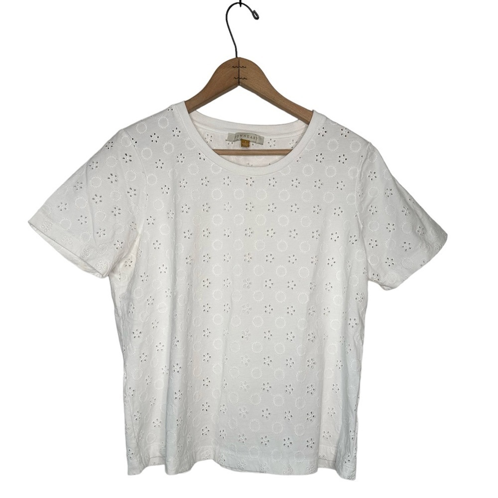 Downeast | White Eyelet Short Sleeve Top Size Small
